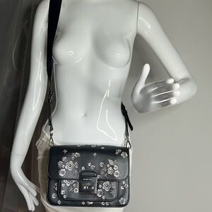MICHAEL Michael Kors Sloan Editor Embroidered Black Leather Shoulder Bag